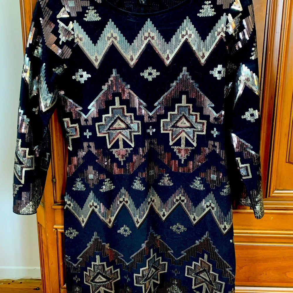 Sequin black mini dress